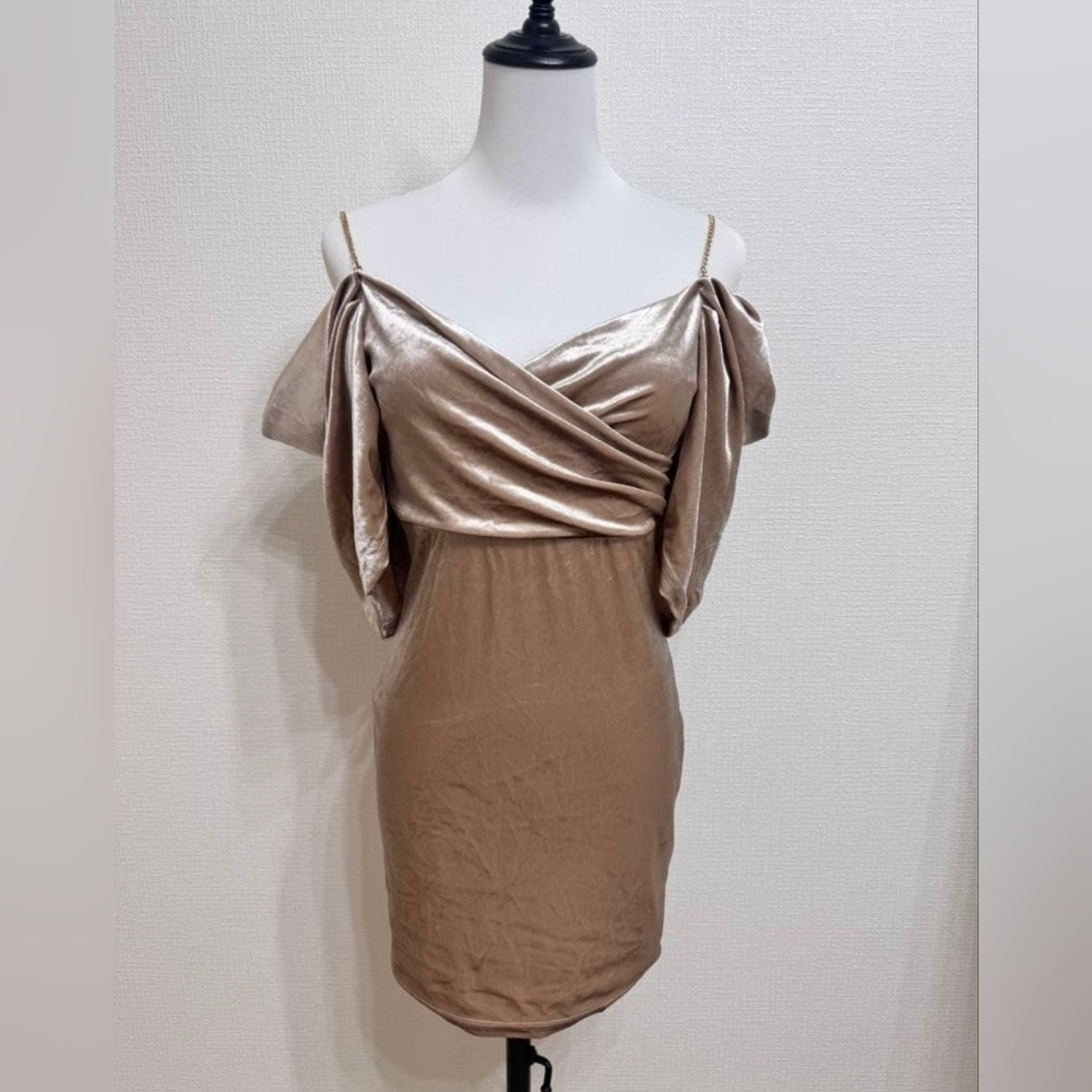Metallic Gold Mini Dress Size Small Y2K 90's Vintage Bodycon EUC